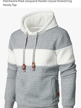 Amazon Quilted Hoodie Sweatshirt in Gray and White